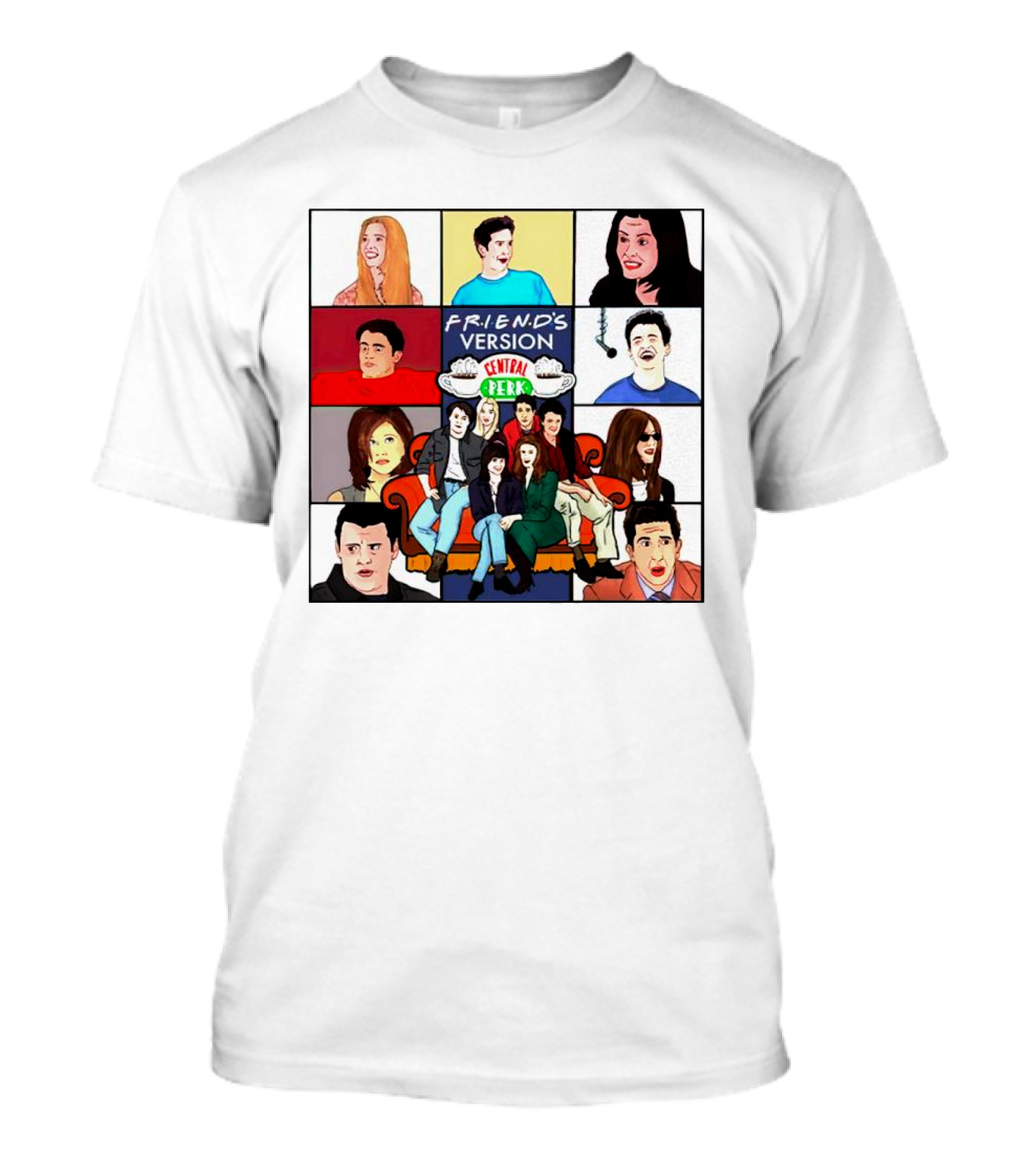 FRIEND'S Version Central Perk Iconic Characters Collage T-Shirt