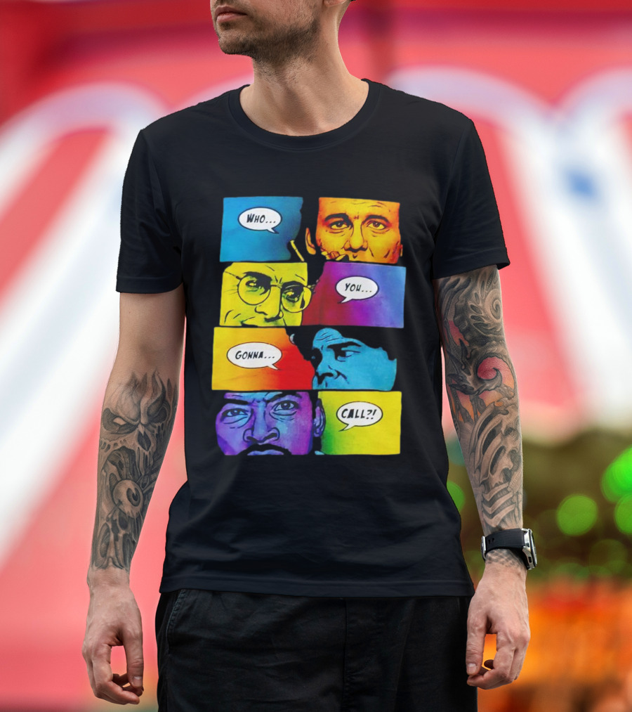 Ghostbusters Who You Gonna Call Retro Comic Style Faces T-Shirt