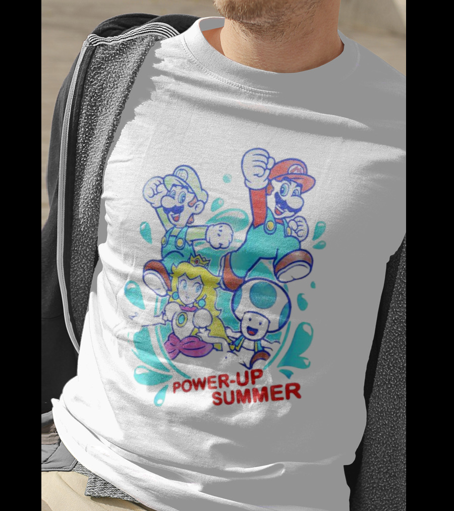 Power-Up Summer Mario Luigi Princess Peach Dynamic Adventure T-Shirt