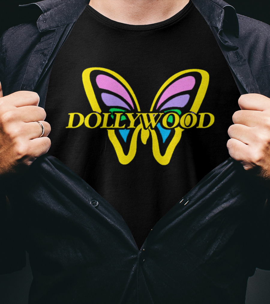 Dollywood Butterfly Logo With Colorful Wings T-Shirt