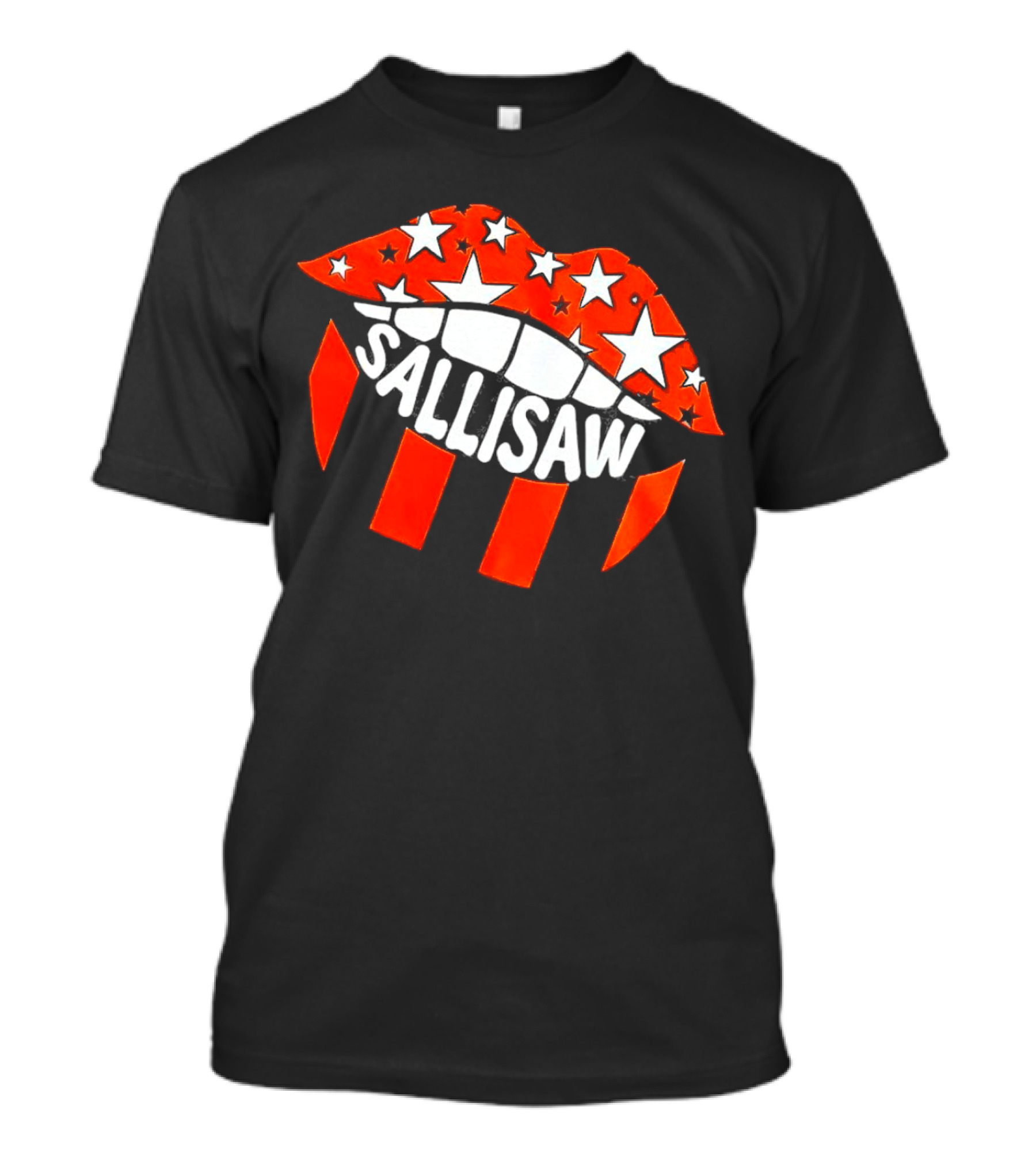 Sallisaw Lips Stars And Stripes Red White Black T-Shirt