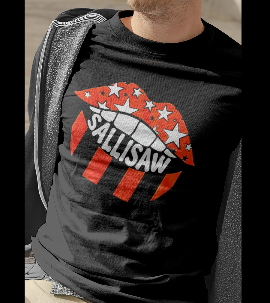 Sallisaw Lips Stars And Stripes Red White Black T-Shirt