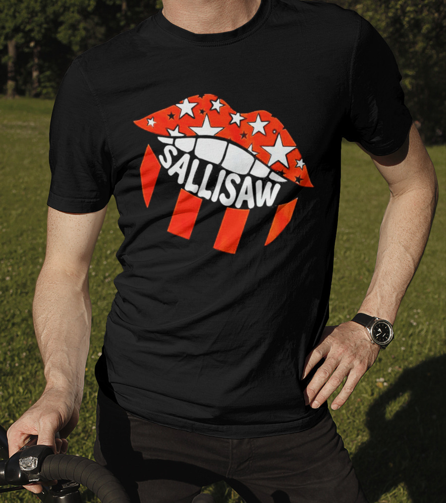 Sallisaw Lips Stars And Stripes Red White Black T-Shirt