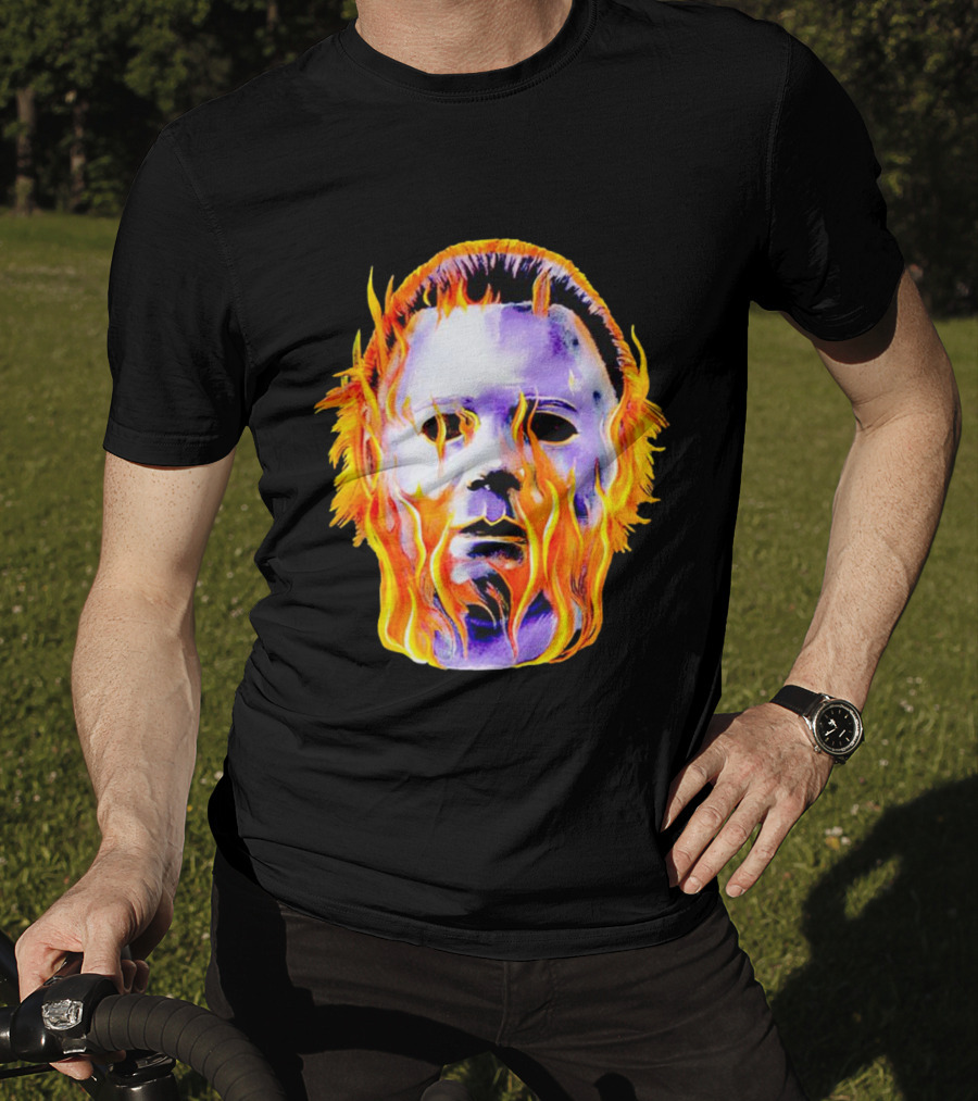 Michael Myers Flaming Mask Halloween Horror T-Shirt