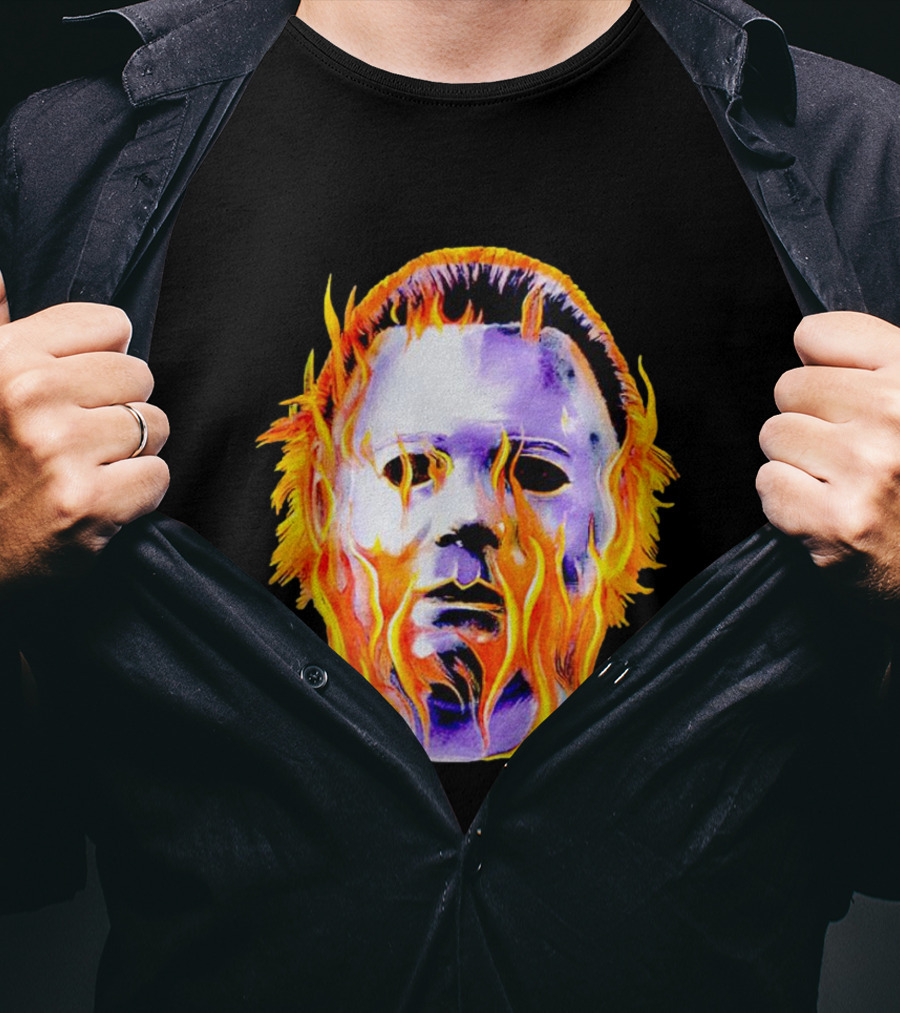 Michael Myers Flaming Mask Halloween Horror T-Shirt