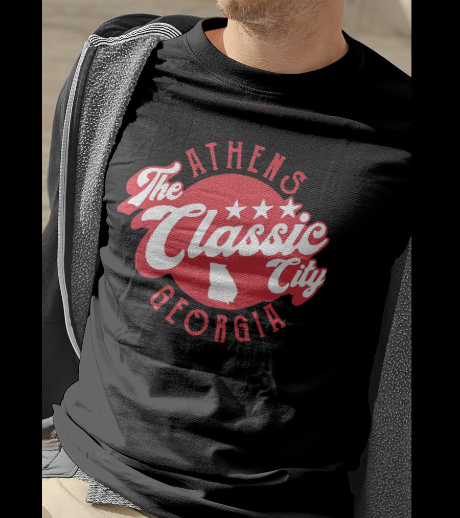 Athens Georgia The Classic City Stars Red Badge T-Shirt