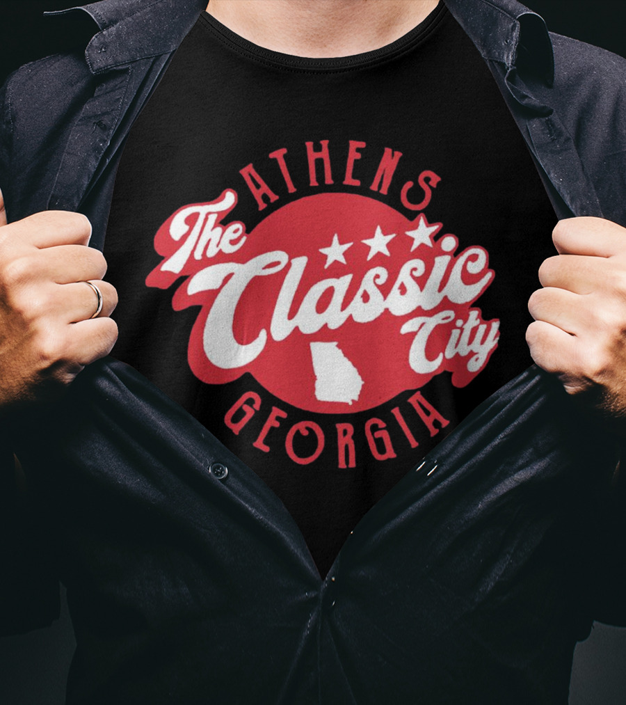 Athens Georgia The Classic City Stars Red Badge T-Shirt