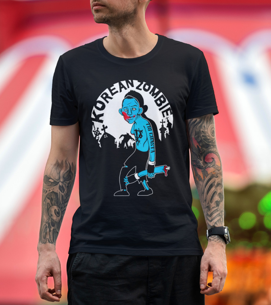 Tri-Coasta Korean Zombie Fighter with Cemetery Background T-Shirt