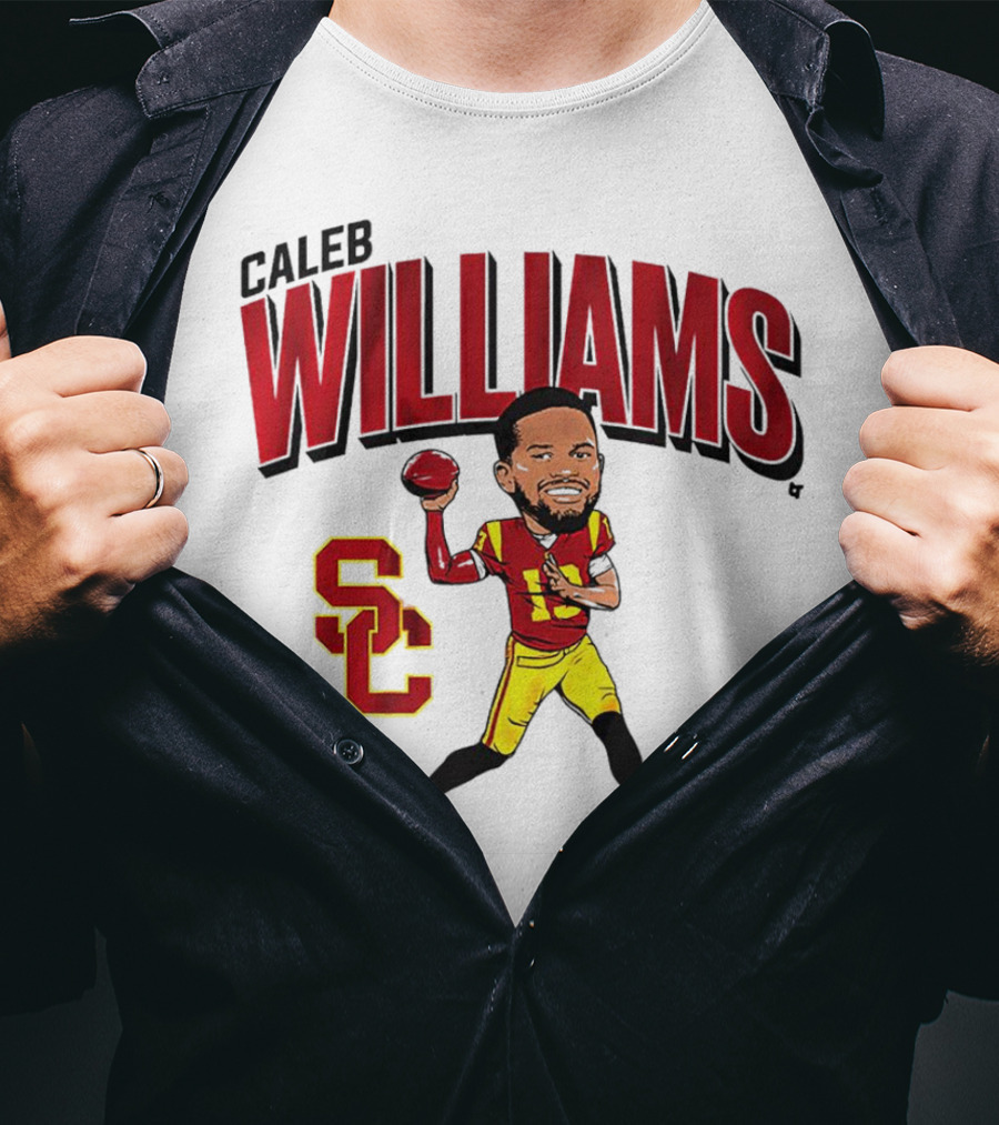 Caleb Williams USC Trojans Football Caricature With SC T-Shirt
