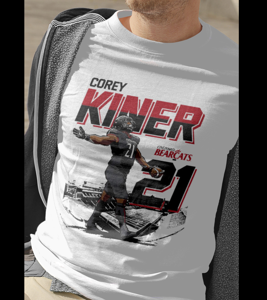 Corey Kiner 21 Cincinnati Bearcats Football Stadium T-Shirt