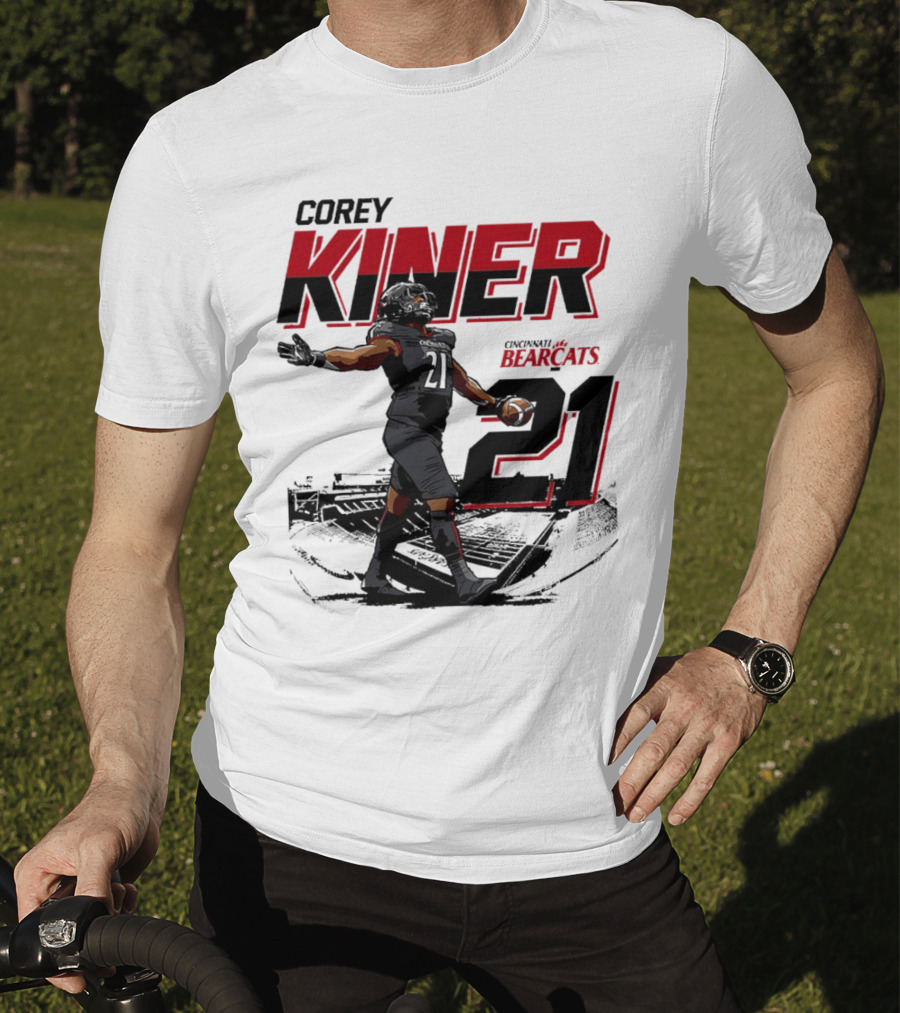 Corey Kiner 21 Cincinnati Bearcats Football Stadium T-Shirt