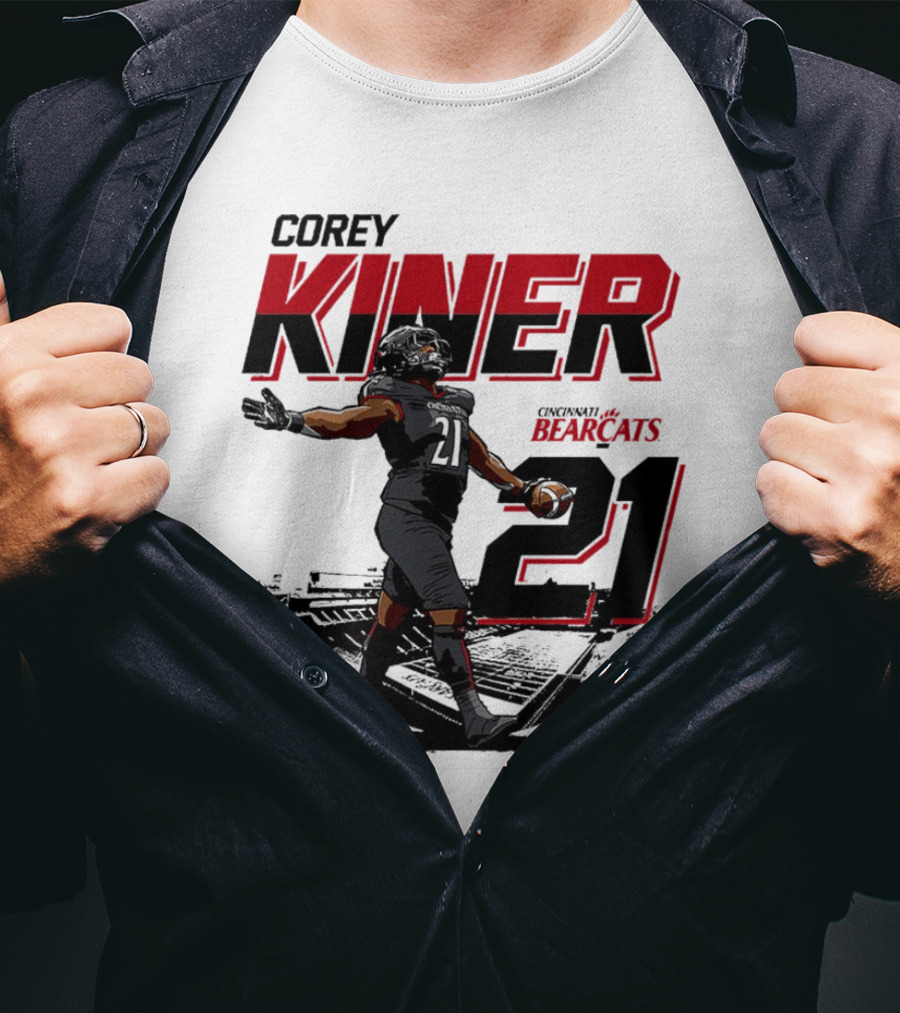 Corey Kiner 21 Cincinnati Bearcats Football Stadium T-Shirt