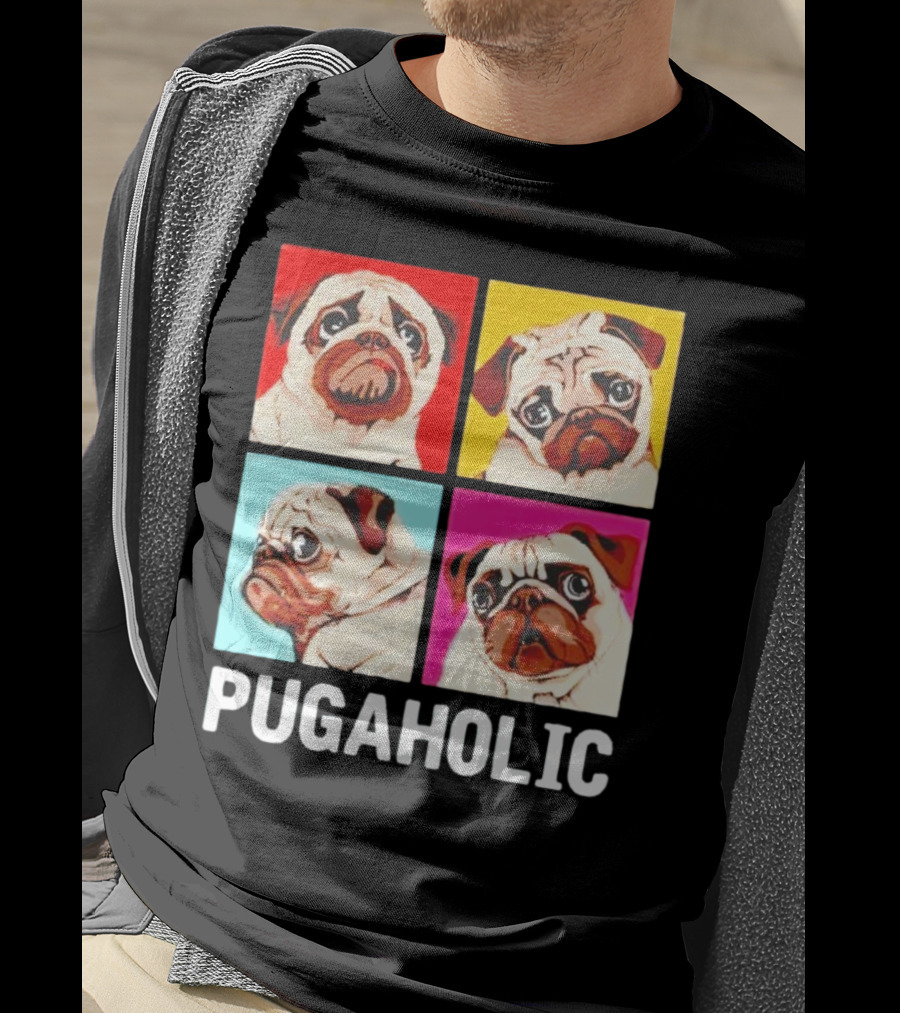 Pug Dog Pop Art Pugaholic T-Shirt