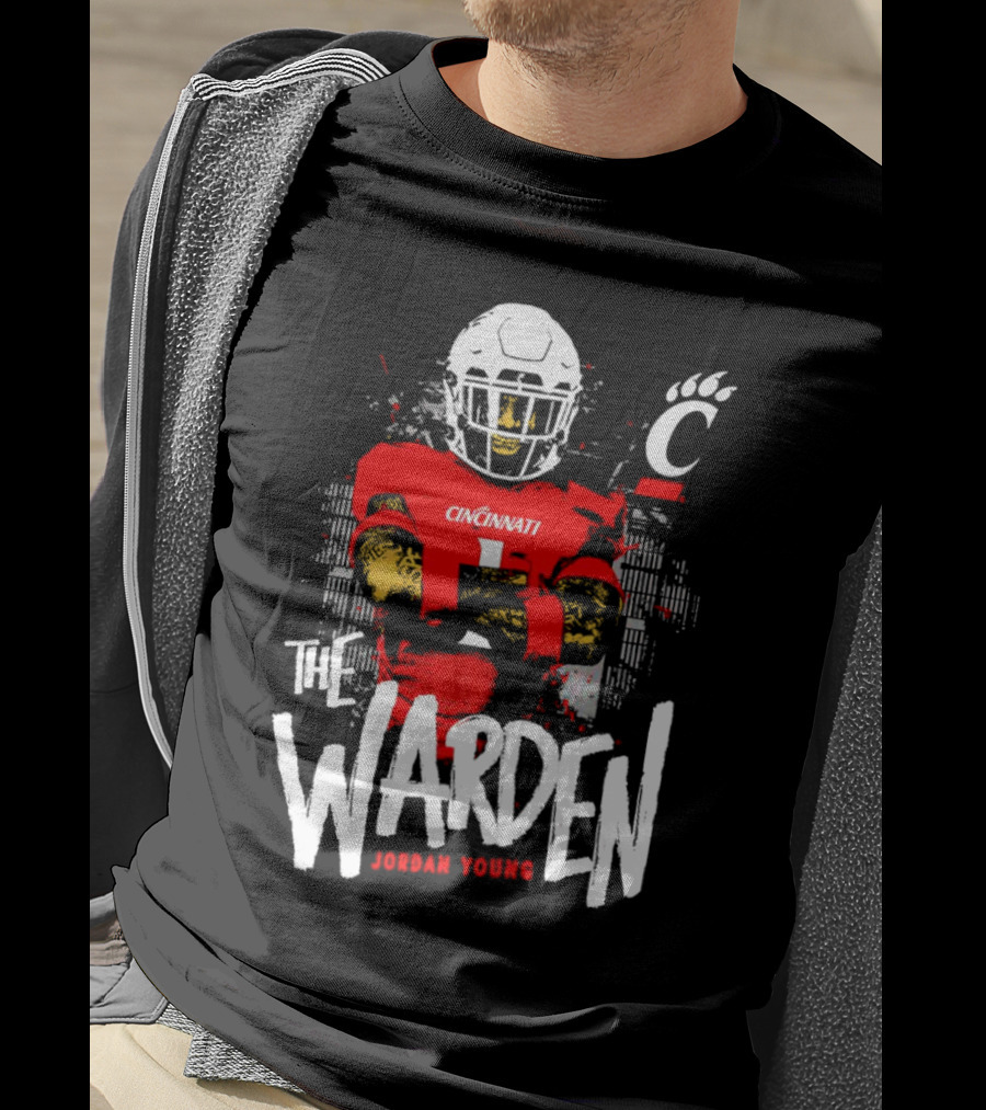 The Warden Jordan Young Cincinnati Bearcats Football Guardianship T-Shirt