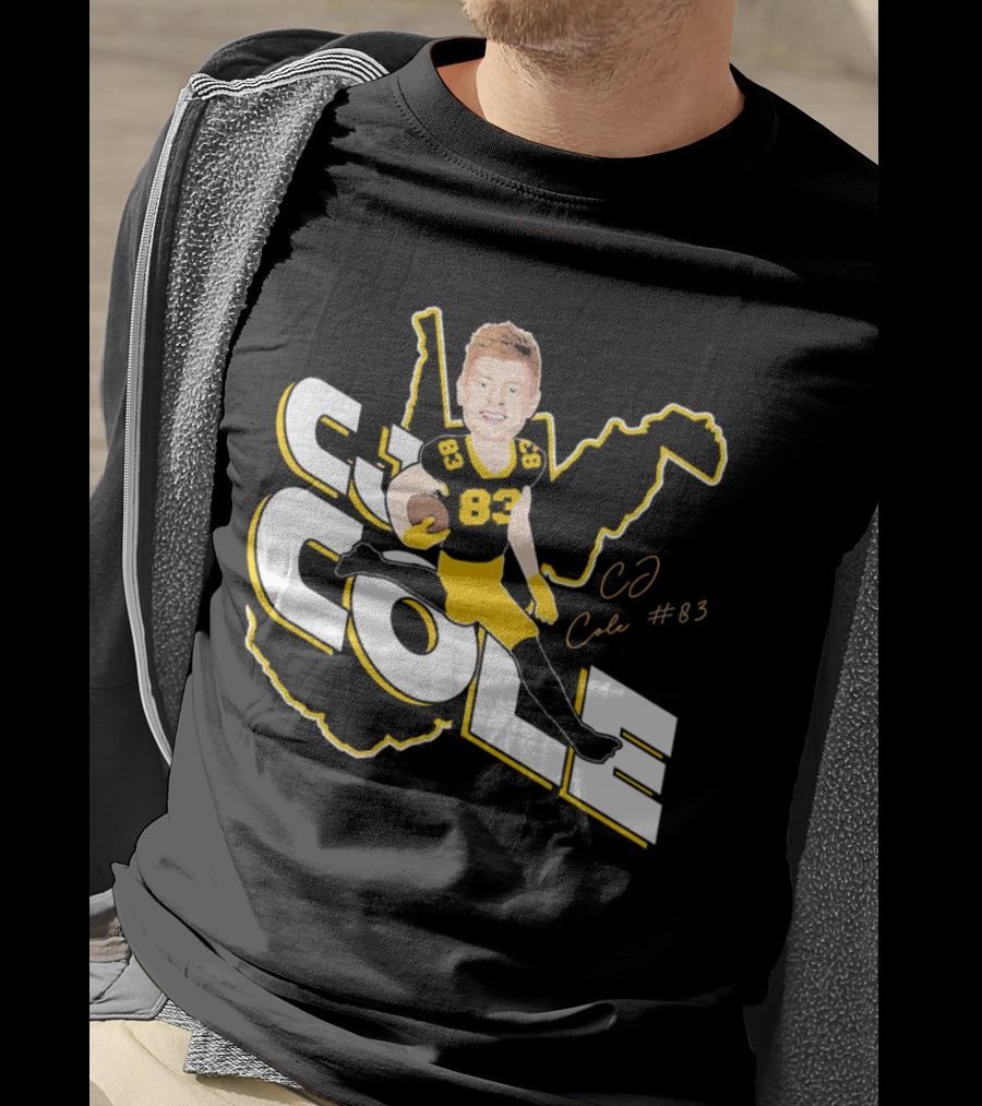 CJ Cole #83 West Virginia Football Player Caricature Signature T-Shirt
