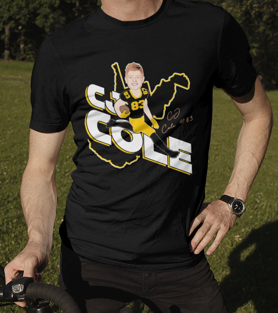 CJ Cole #83 West Virginia Football Player Caricature Signature T-Shirt