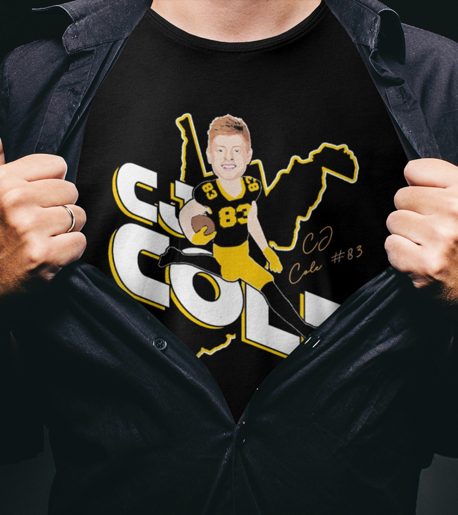 CJ Cole #83 West Virginia Football Player Caricature Signature T-Shirt
