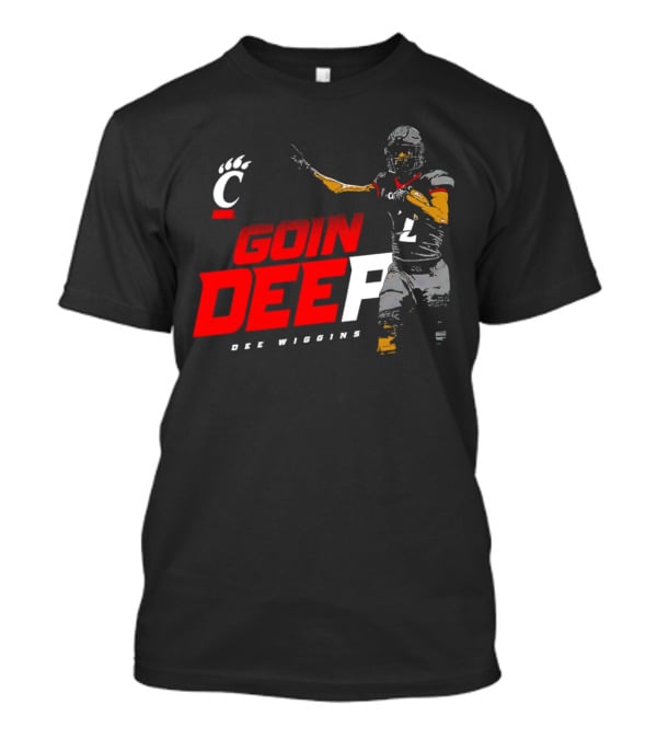 Dee Wiggins Goin’ Deep Cincinnati Bearcats Football Iconic Play Action T-Shirt