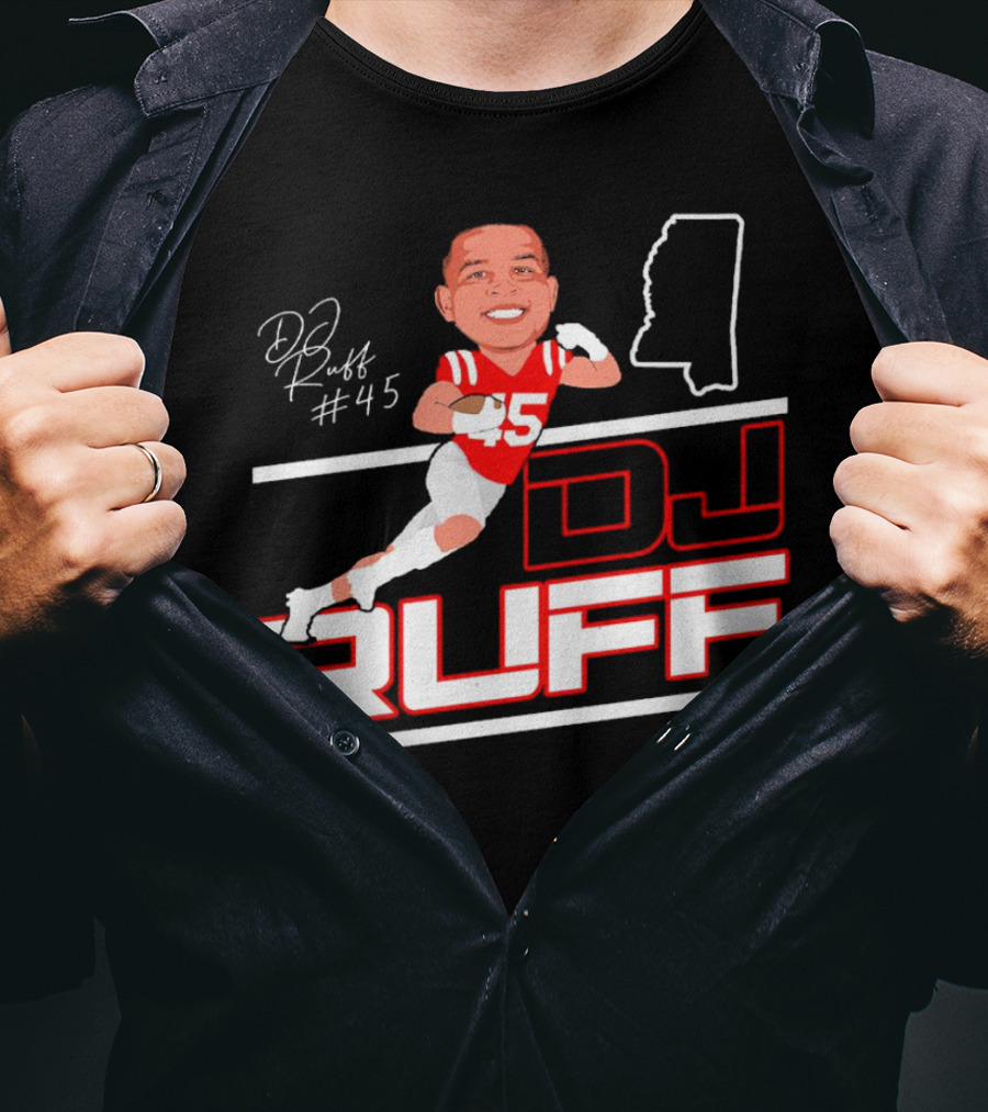DJ Ruff #45 Ole Miss Rebels Football Signature T-Shirt
