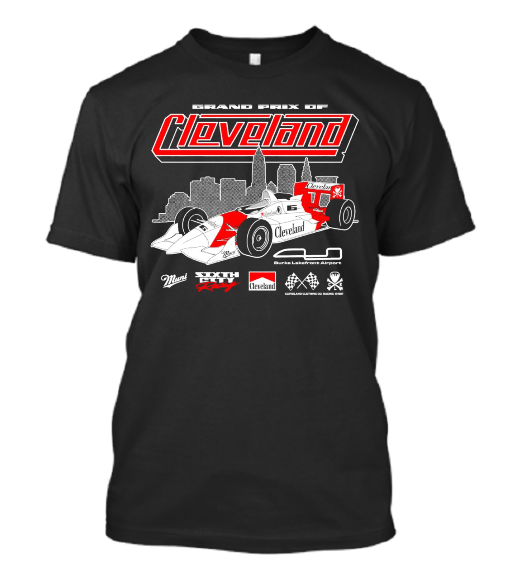 Grand Prix Of Cleveland Sixth City Racing Burke Lakefront Airport Cleveland Clothing Racing 1987 T-Shirt