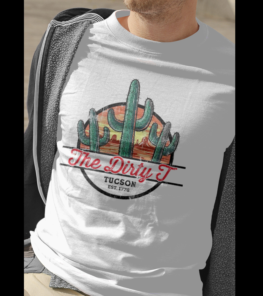 The Dirty T Tucson Est 1776 Sunset Cactus Scene T-Shirt