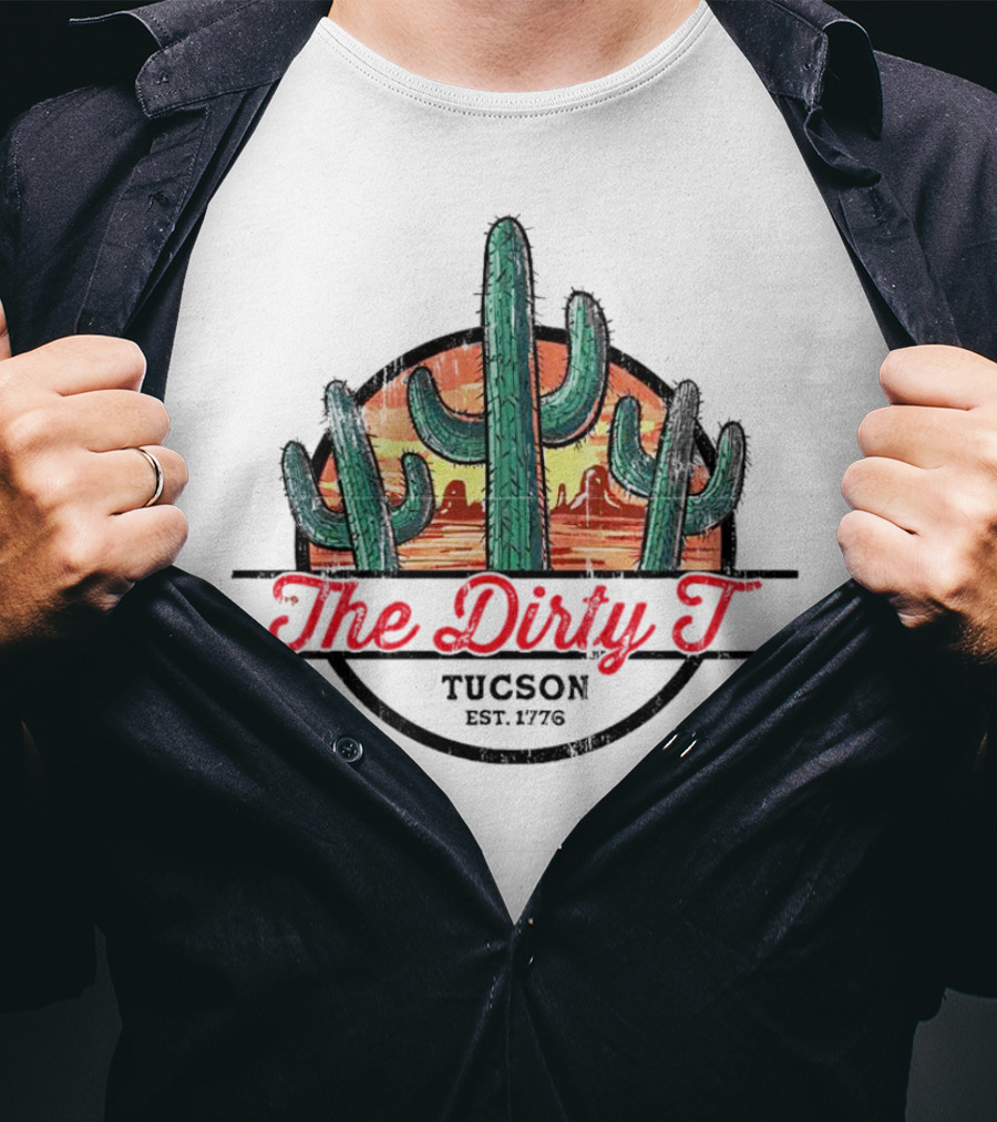The Dirty T Tucson Est 1776 Sunset Cactus Scene T-Shirt