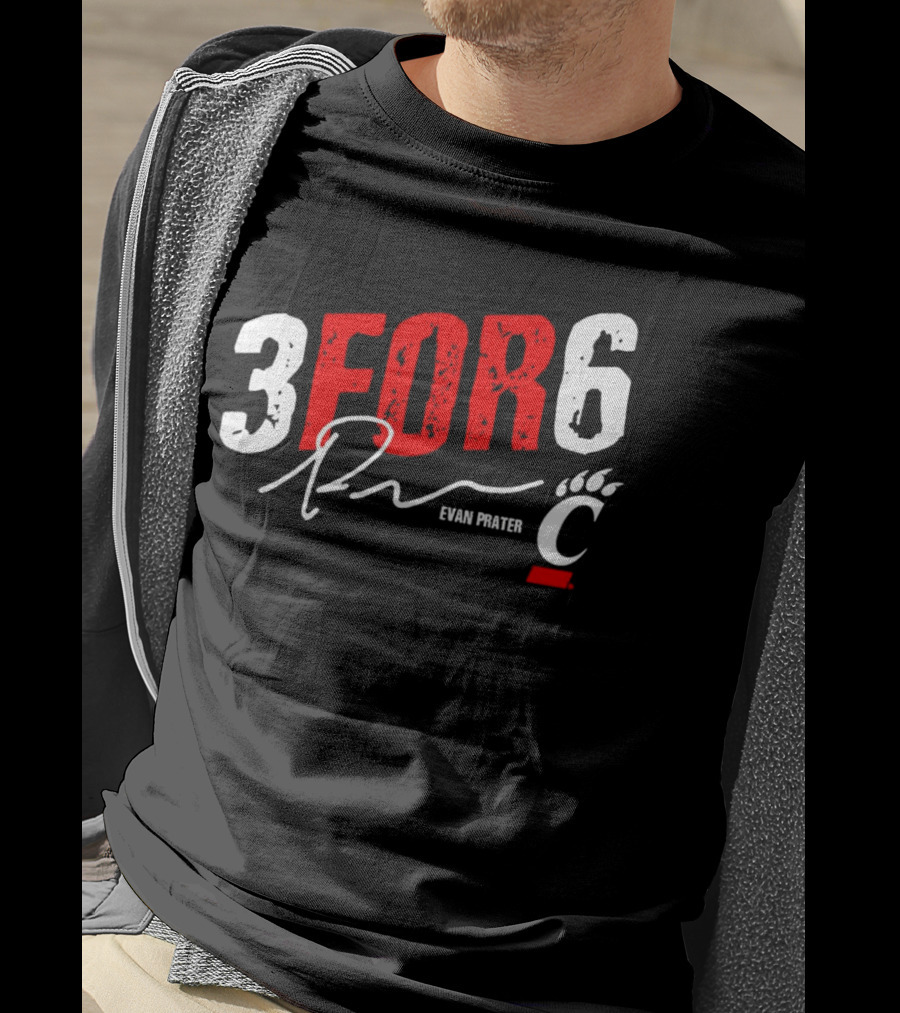 Evan Prater 3 For 6 Cincinnati Bearcats Signature T-Shirt