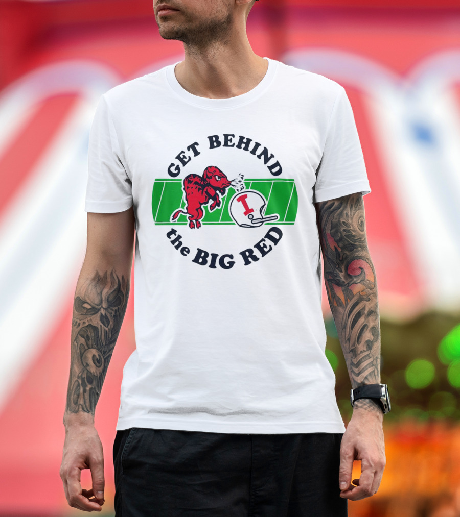 Get Behind the Big Red Indiana Hoosiers Football Helmet and Dog T-Shirt