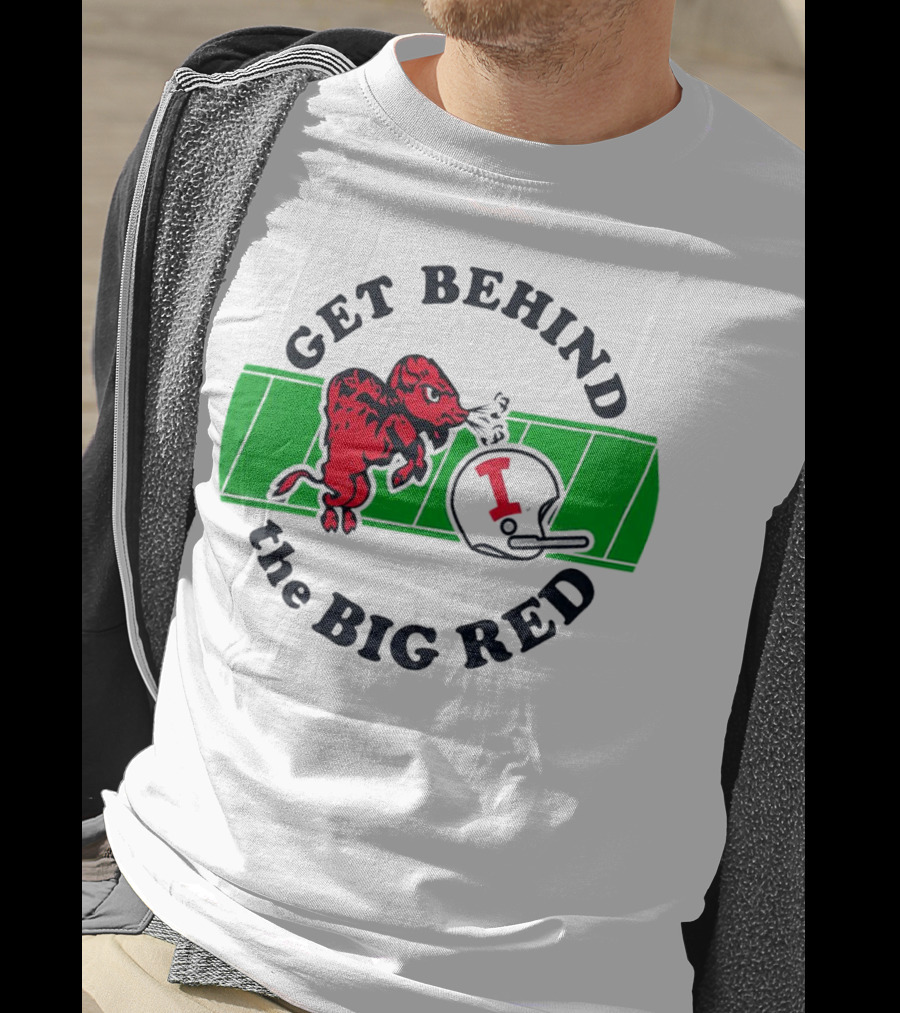 Get Behind The Big Red Indiana Hoosiers Football Helmet And Dog T-Shirt