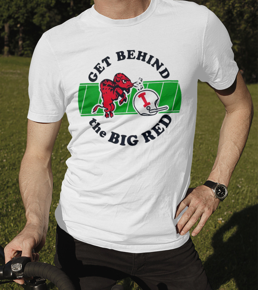 Get Behind The Big Red Indiana Hoosiers Football Helmet And Dog T-Shirt