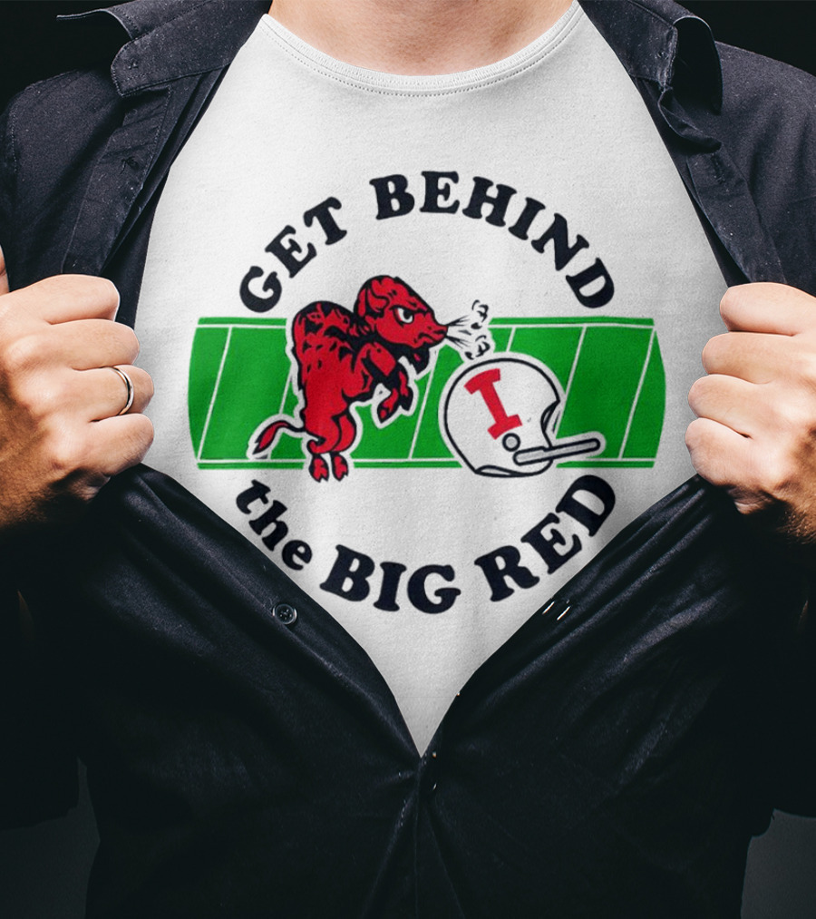 Get Behind The Big Red Indiana Hoosiers Football Helmet And Dog T-Shirt