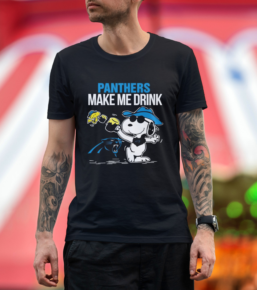 Panthers Make Me Drink Snoopy Iconic Football Fun T-Shirt