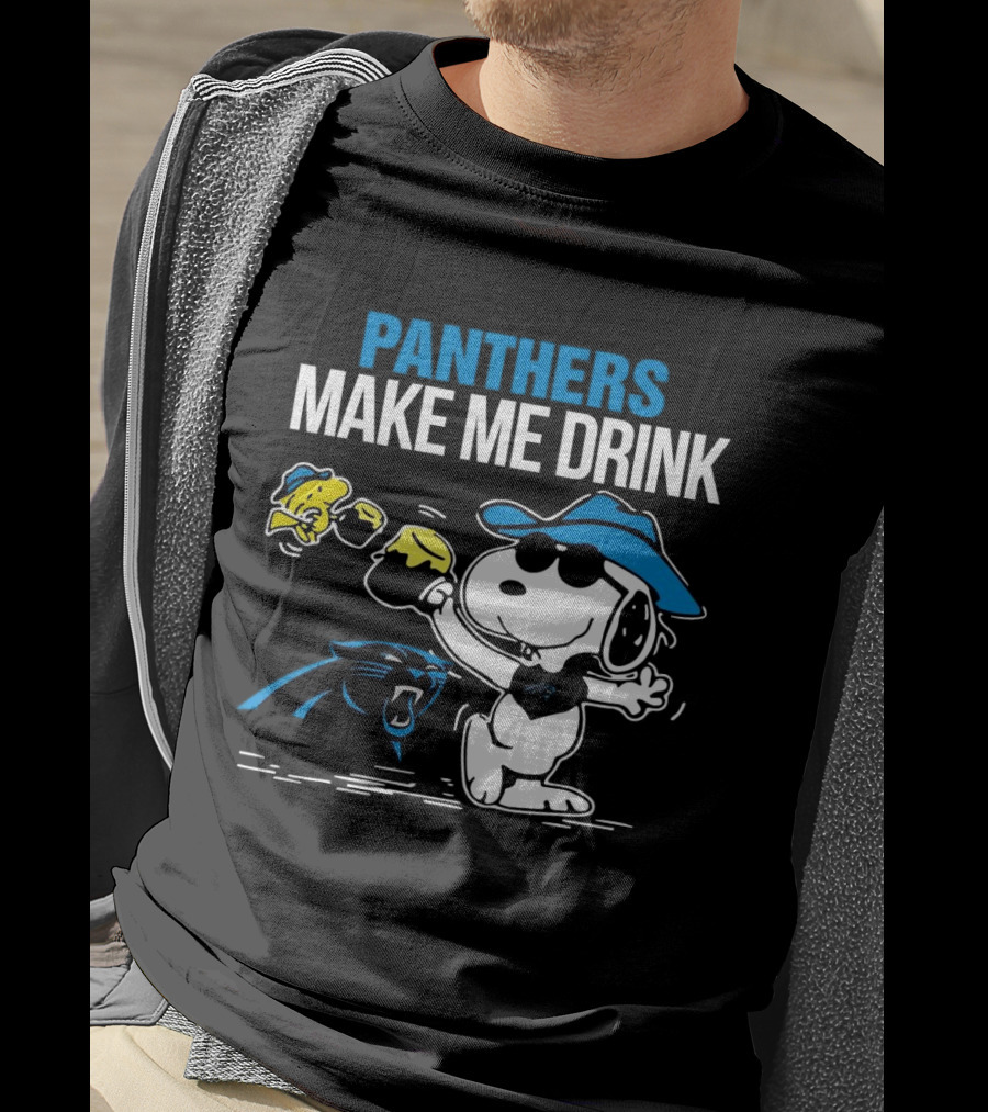 Panthers Make Me Drink Snoopy Iconic Football Fun T-Shirt