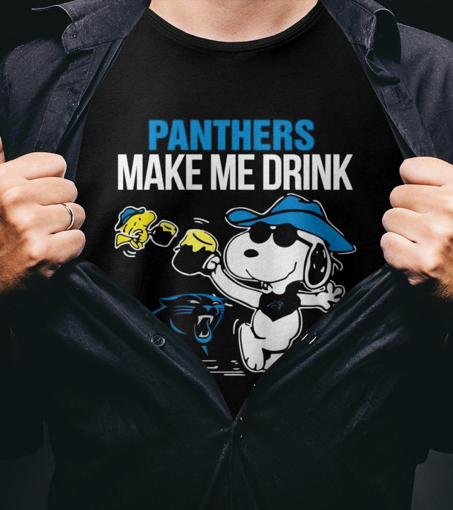 Panthers Make Me Drink Snoopy Iconic Football Fun T-Shirt