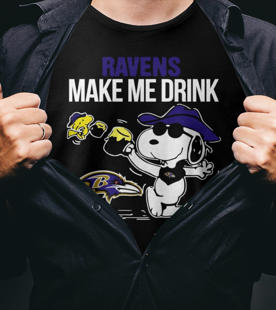 Ravens Make Me Drink Snoopy Baltimore Football Fan T-Shirt