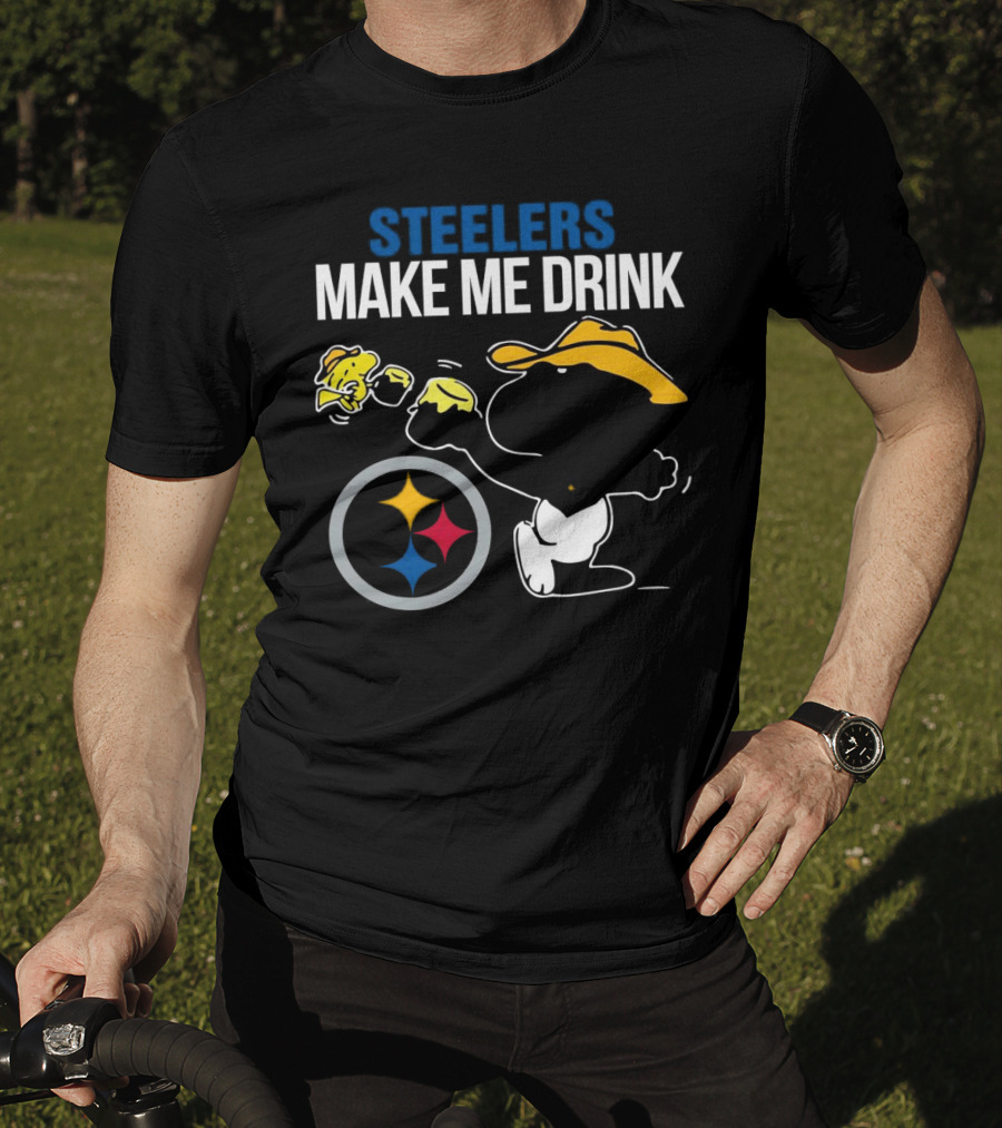 Steelers Snoopy Make Me Drink Peanuts T-Shirt