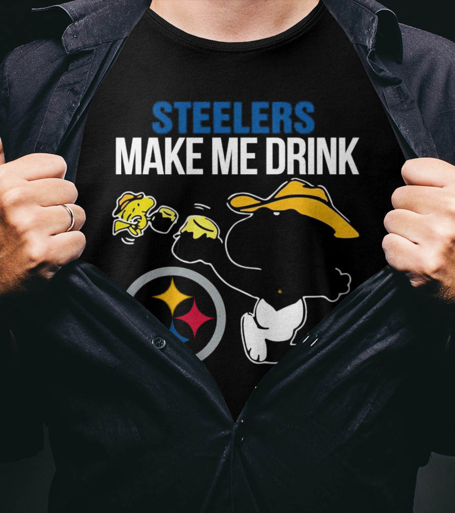 Steelers Snoopy Make Me Drink Peanuts T-Shirt