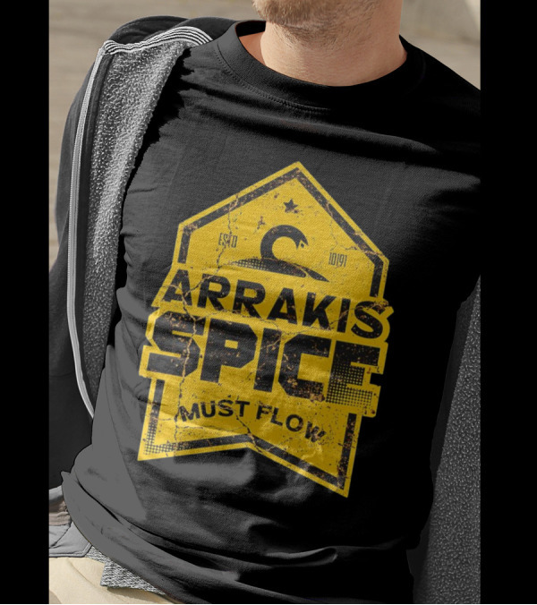 Arrakis Spice Must Flow Vintage 10191 Logo Badge T-Shirt