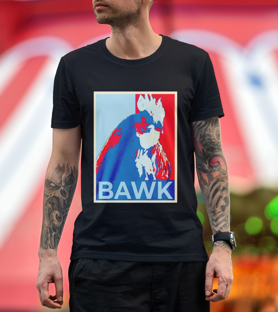 Bawk Chicken Vintage Rooster Pop Art Red Blue T-Shirt
