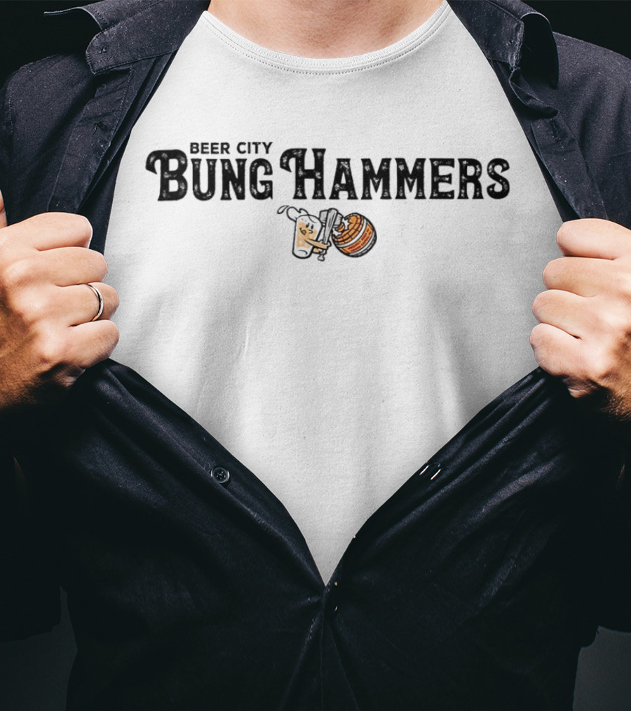 Beer City Bung Hammers Mug And Barrel T-Shirt
