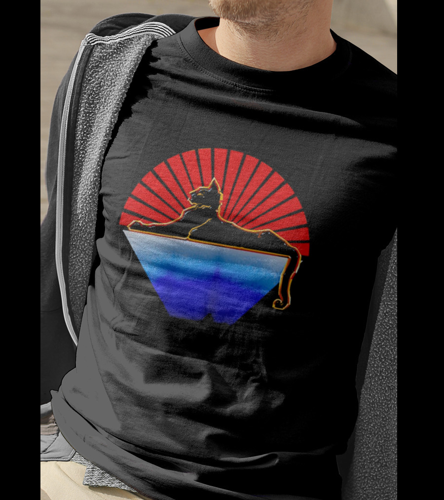 Cats Under The Stars Sphinx With Rising Sun And Tricolor Pyramid T-Shirt