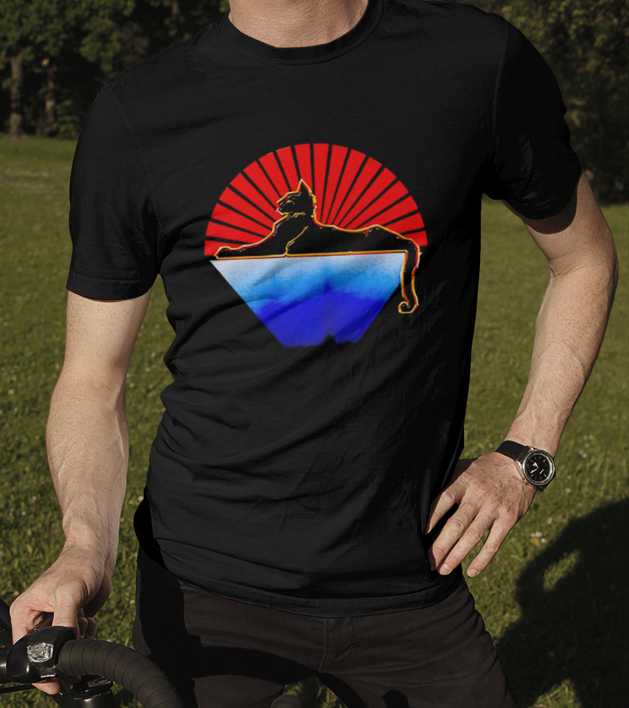 Cats Under The Stars Sphinx With Rising Sun And Tricolor Pyramid T-Shirt