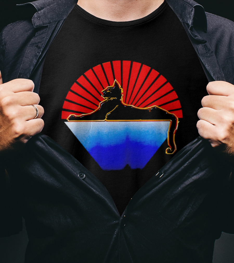 Cats Under The Stars Sphinx With Rising Sun And Tricolor Pyramid T-Shirt