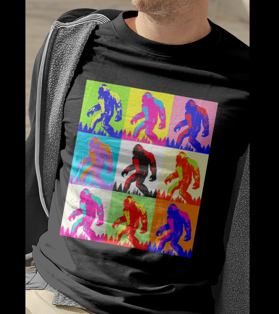 Retro Pop Art Bigfoot Sasquatch Collage T-Shirt