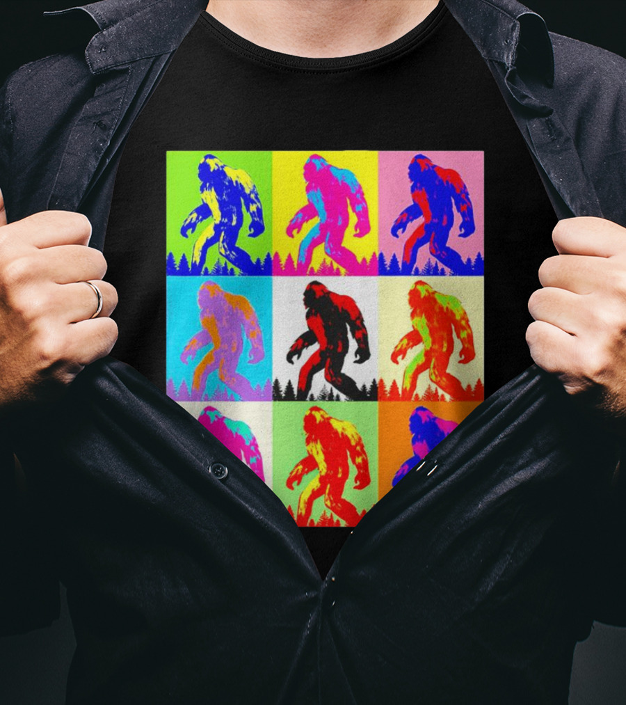 Retro Pop Art Bigfoot Sasquatch Collage T-Shirt