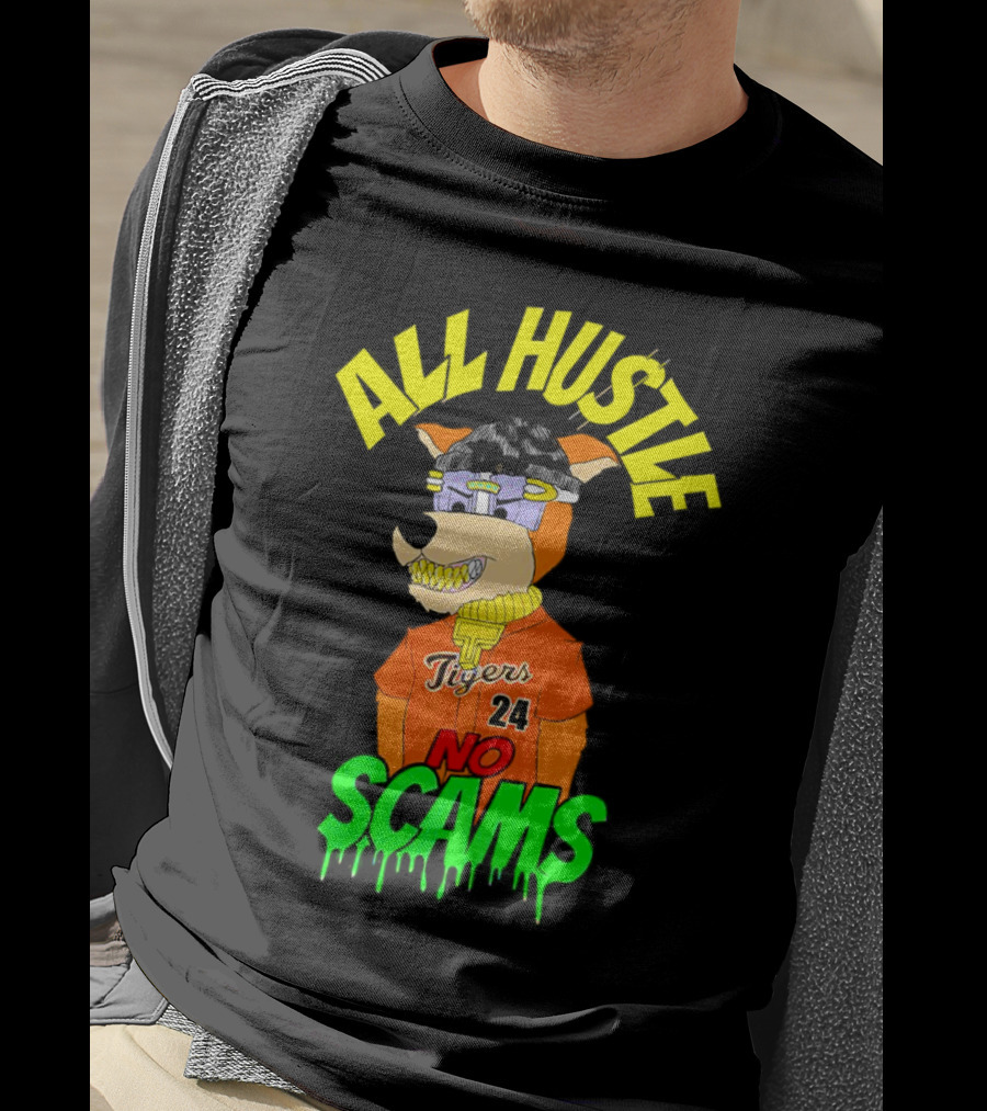 All Hustle No Scams Tigers 24 Cartoon Character T-Shirt