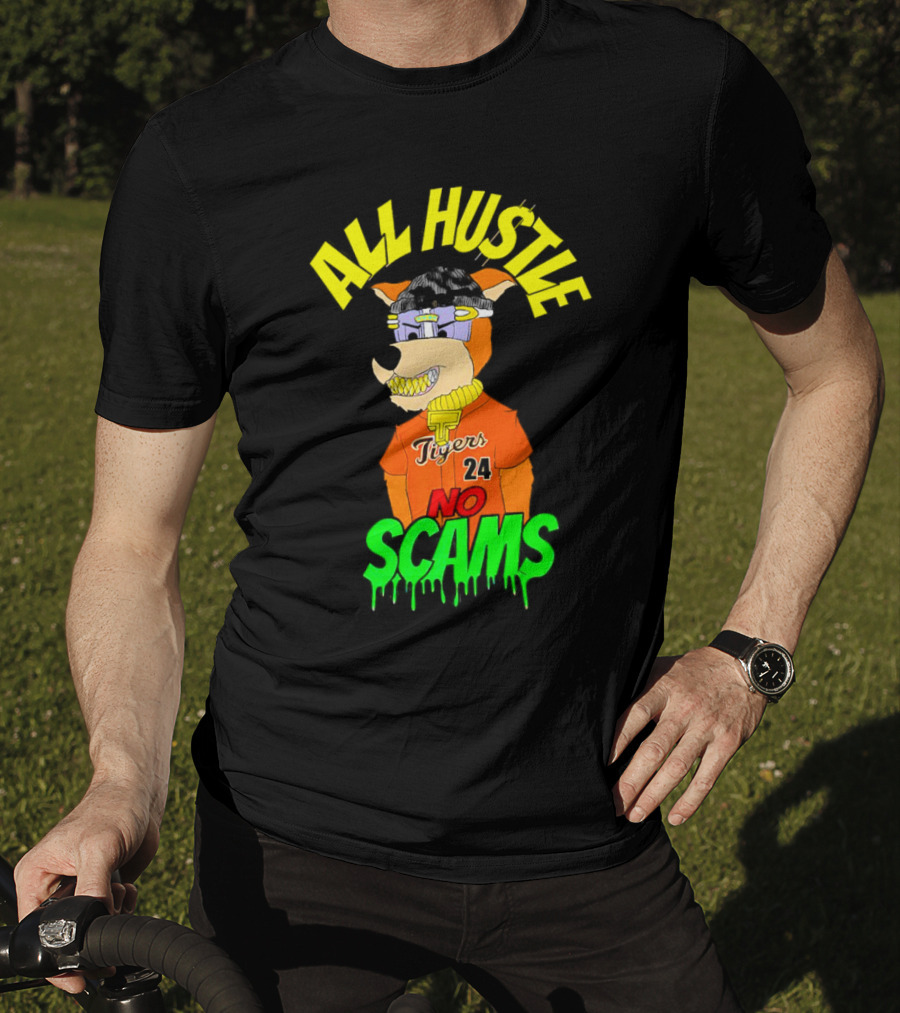 All Hustle No Scams Tigers 24 Cartoon Character T-Shirt