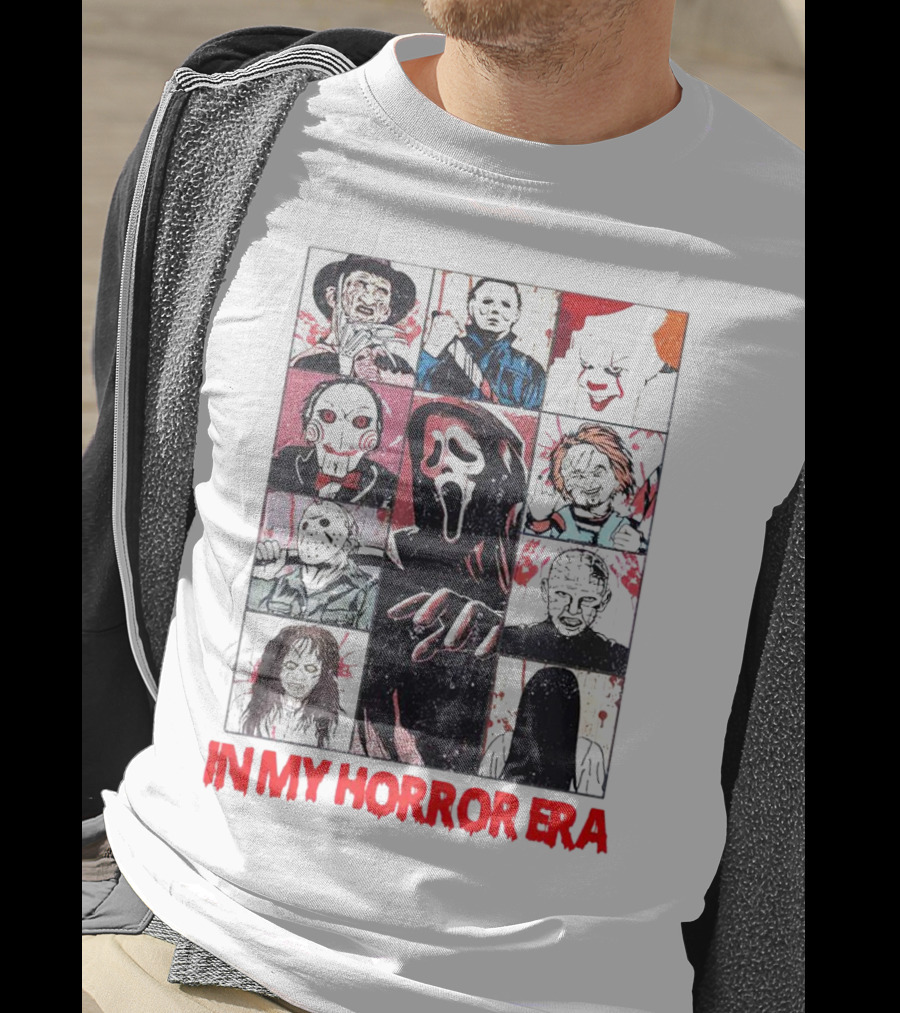 In My Horror Era Ghostface Freddy Krueger Michael Myers Pennywise Jason Chucky Pinhead Sadako Samara T-Shirt