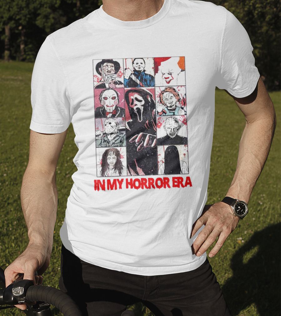 In My Horror Era Ghostface Freddy Krueger Michael Myers Pennywise Jason Chucky Pinhead Sadako Samara T-Shirt