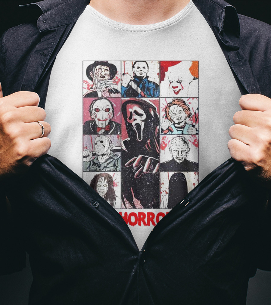 In My Horror Era Ghostface Freddy Krueger Michael Myers Pennywise Jason Chucky Pinhead Sadako Samara T-Shirt